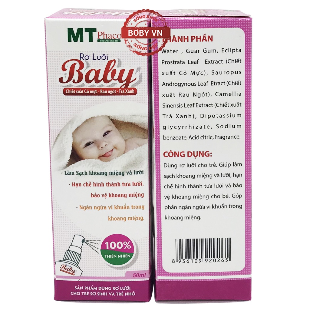 [CHÍNH HÃNG] DUNG DỊCH RƠ LƯỠI BABY - CHIẾT XUẤT THẢO DƯỢC DÙNG ĐƯỢC CHO TRẺ SƠ SINH 50ML