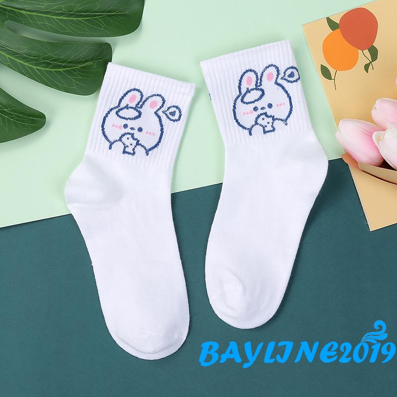 BAY-Vớ giữ ấm họa tiết thỏ hoạt hình dễ thương cho người lớn chạy bộ/thể thao