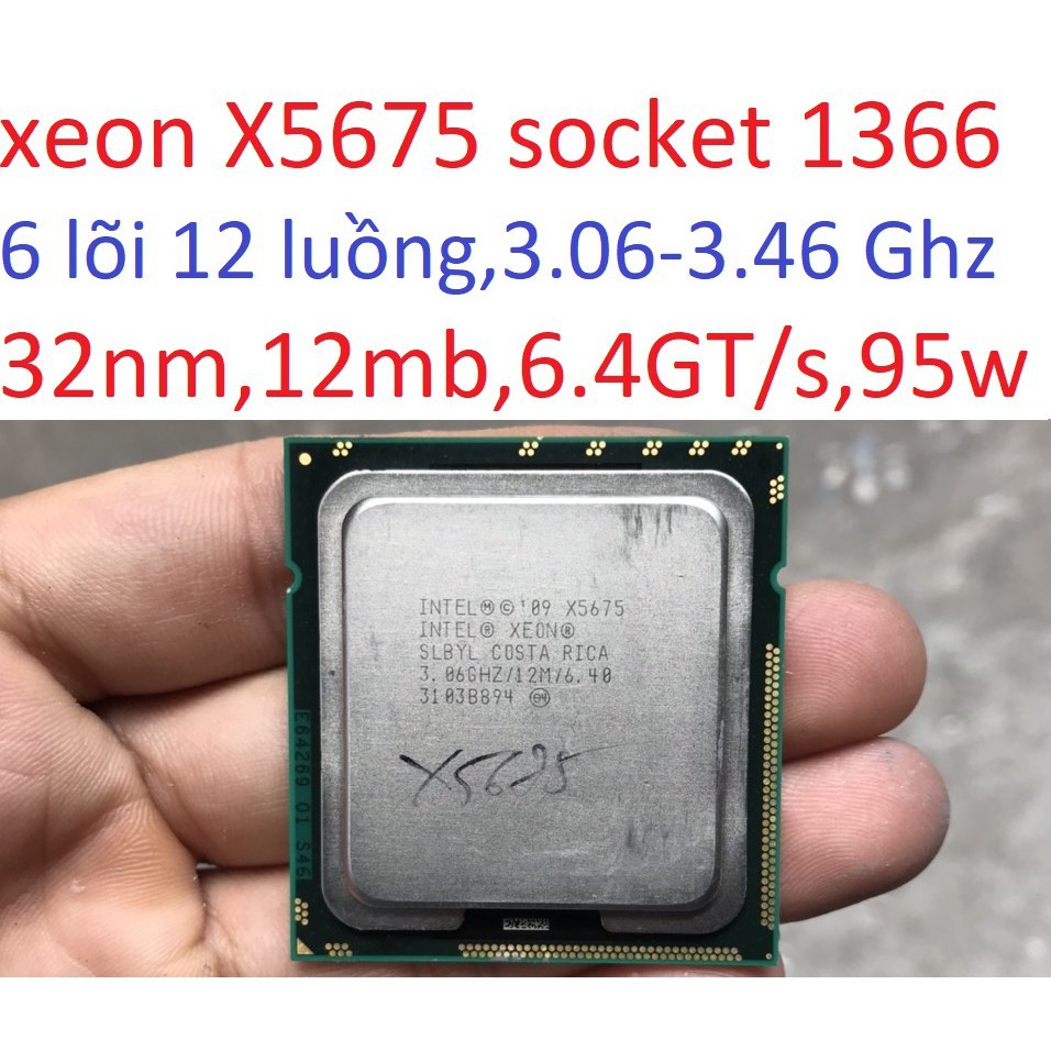 tặng keo - bộ vi xử lý CPU Intel Xeon X5675 socket 1366 cho máy tính pc processor Westmere EP SLBYL