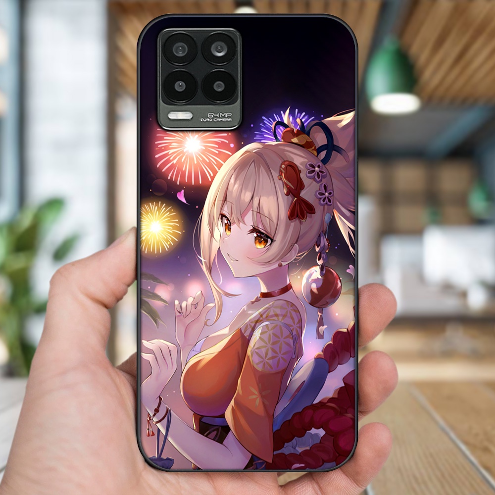 Ốp lưng Realme 8, 8 Pro viền đen in hình Yoimiya Genshin Impact