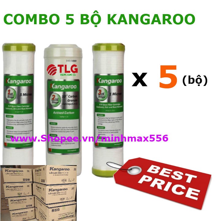 [UY TÍN SỐ 1] Combo 05 bộ 3 lõi lọc nươc Kangaroo Chính Hãng | Giá tốt dành cho Đại Lý