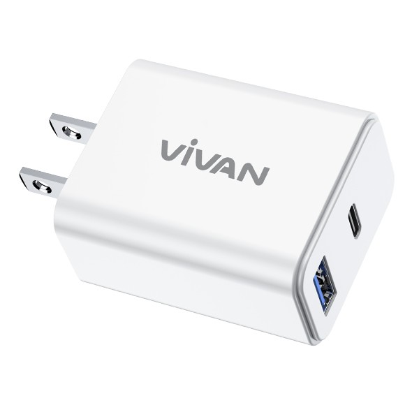 Cốc Sạc Nhanh VIVAN DQ02U 18W 2 Cổng USB-A/Type-C - BẢO HÀNH 12 THÁNG