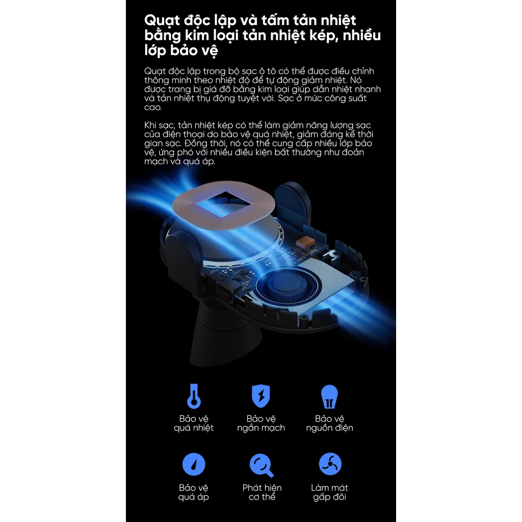 Giá để điện thoại trên ô tô kèm sạc không dây 20W WCJ02ZM