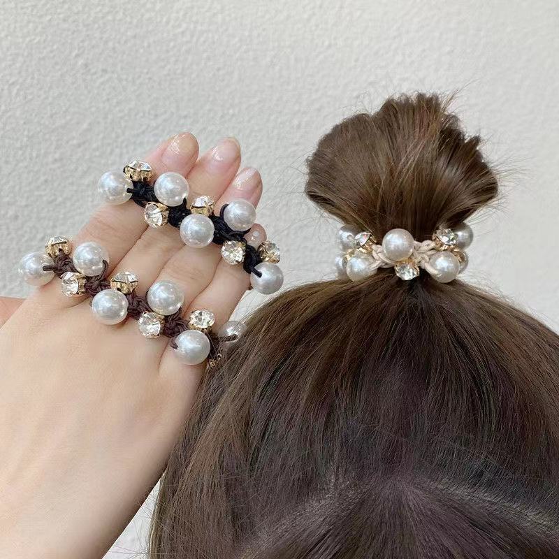 Dây Buộc Tóc Cao Su Co Giãn Phối Ngọc Trai Thời Trang Nhật Hàn Cho Nữ Ốp