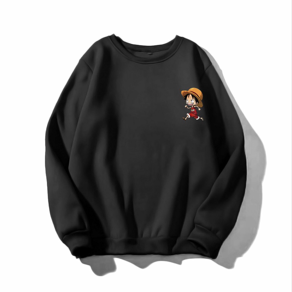 Áo Sweater Nỉ Unisex Form Rộng Nam Nữ Logo Áo Thiết Kế In Hình Nhok One Pice Siêu Dễ Thương