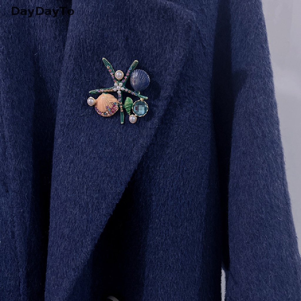 Ghim Cài Áo Hình Vỏ Sò / Sao Biển Đính Ngọc Trai Giả Thời Trang Cho Nữ