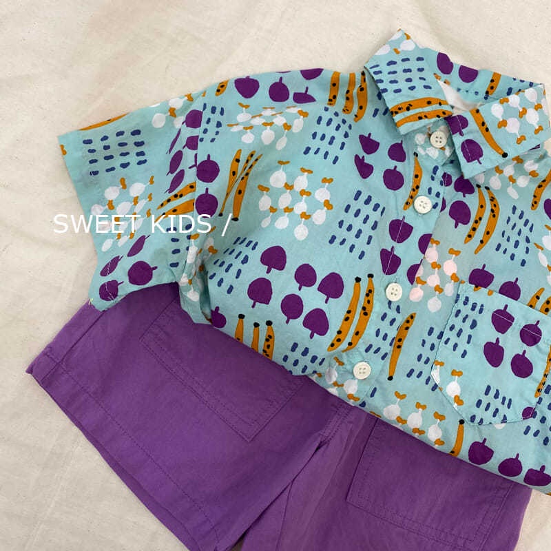 Bộ Áo Sơ Mi Cotton Tay Ngắn Và Quần Ngắn Phong Cách Hàn Quốc Thời Trang Mùa Hè Cho Bé Trai Và Gái