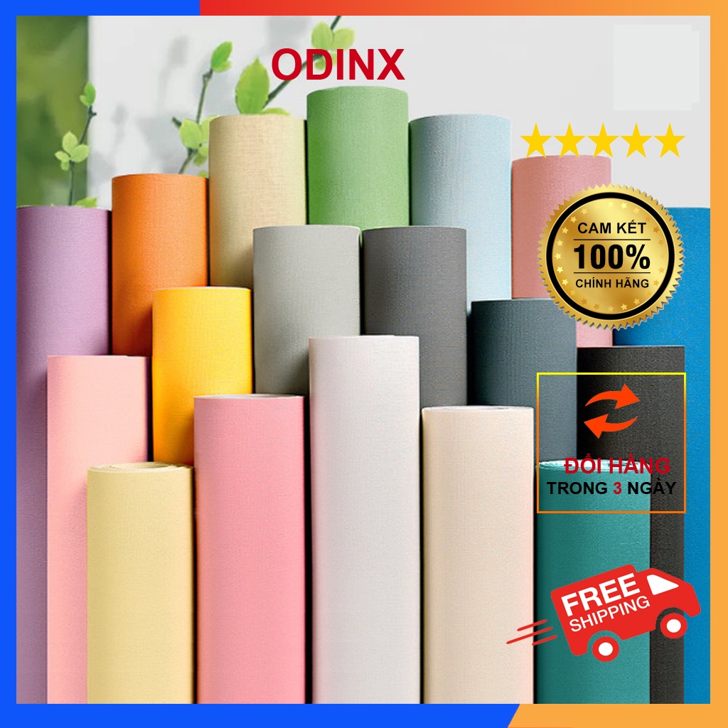 Giấy Dán Tường Phòng Ngủ Có Keo Sẵn 10m, Decal Dán Tường Trơn 1 Màu Vân Nhám ODINX
