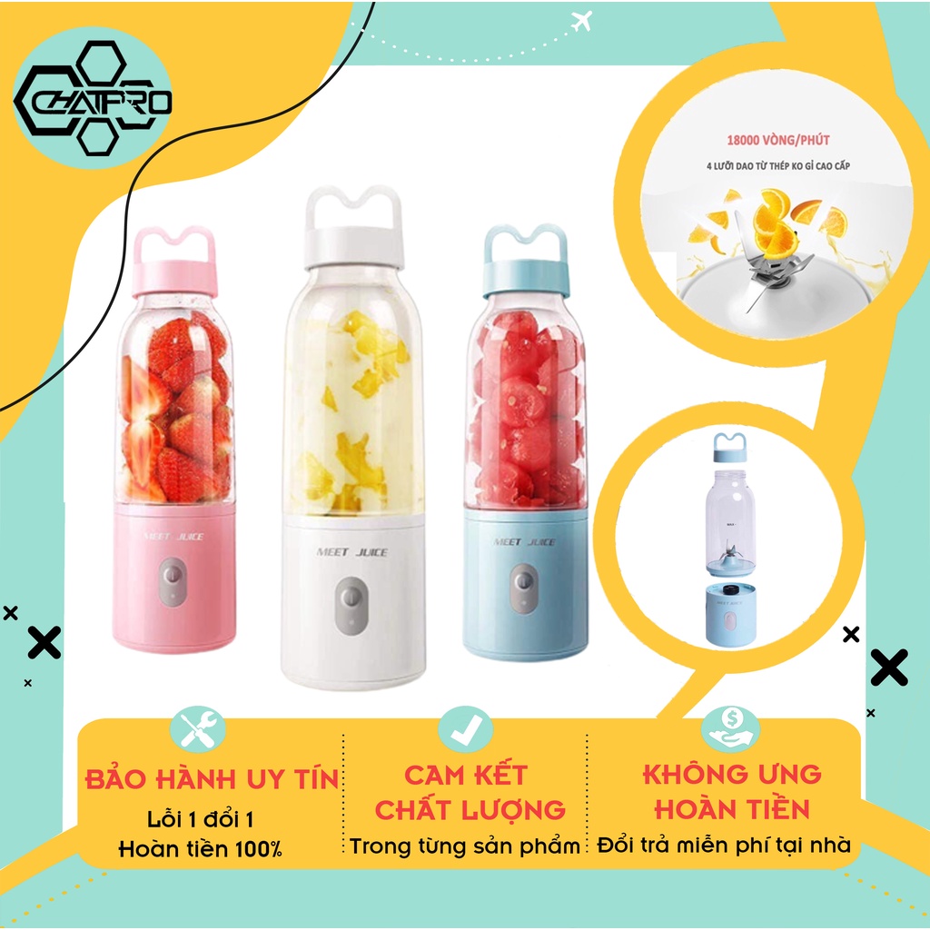 [Hàng Nội Địa] Máy xay sinh tố Meet Juice cầm tay, máy xay meet juice mini cao cấp - Bảo hành 12 tháng