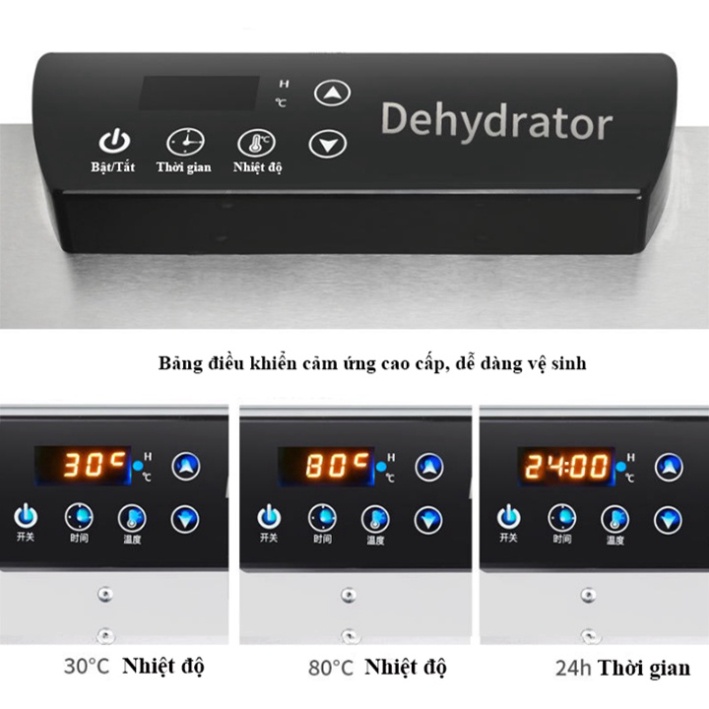 Máy sấy trái cây, hoa quả, thực phẩm 6 Khay inox công nghiệp