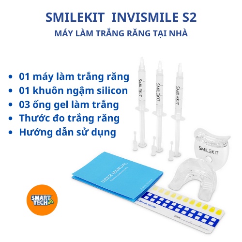 Máy làm trắng răng tại nhà SMILEKIT, Bộ kit làm trắng răng, hết ố vàng, không ê buốt, an toàn, công nghệ từ USA