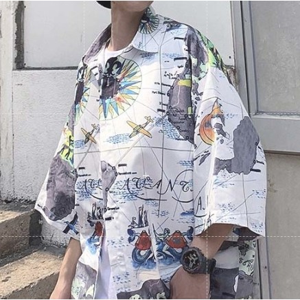 Áo Sơ Mi Tay Ngắn Chống Nắng Hoạ Tiết Phong Cách Nhật Bản Cho Nam | BigBuy360 - bigbuy360.vn