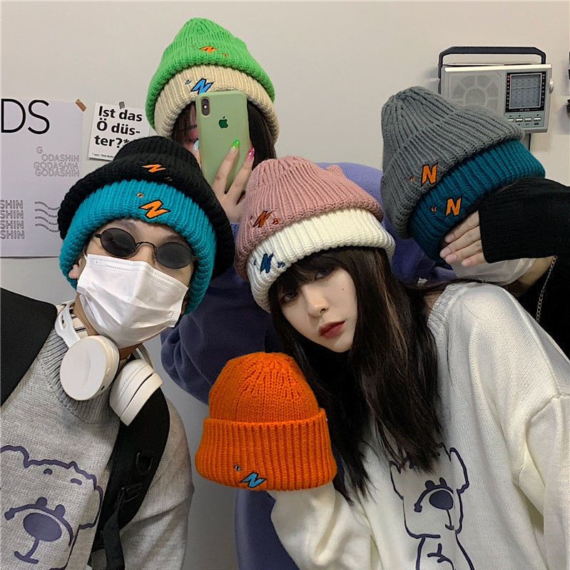 Mũ Len Thêu Chữ Phong Cách Hiphop Thời Trang Thu Đông Hàn Quốc