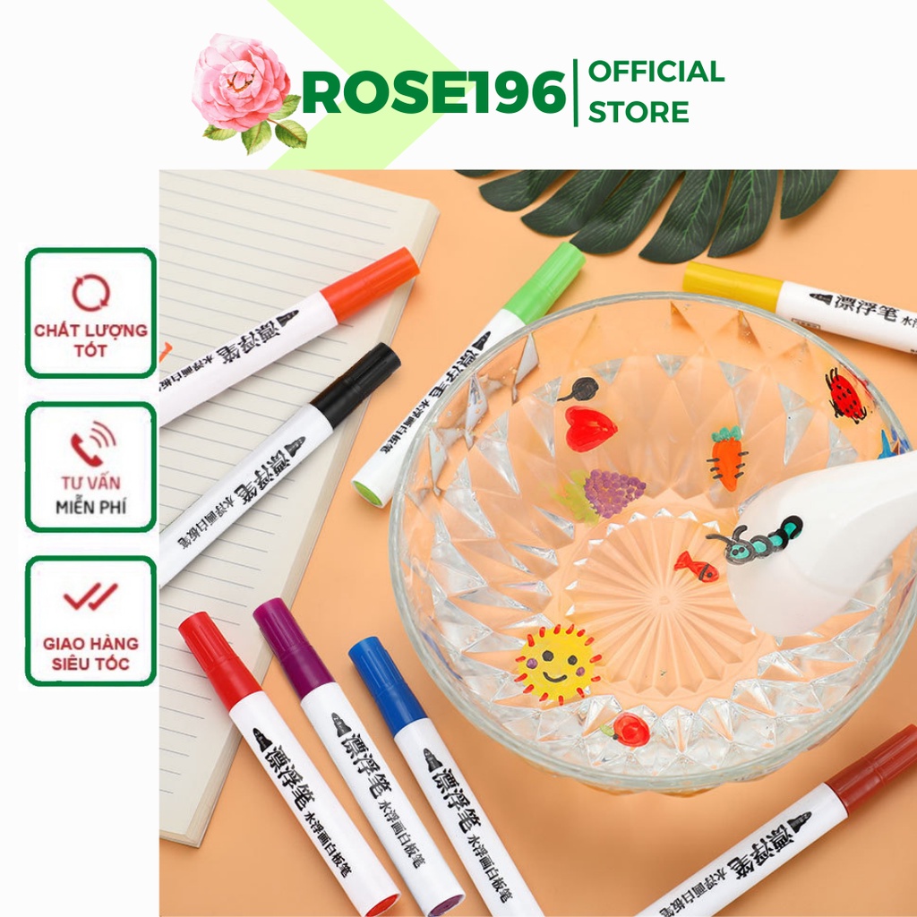 Set 12 bút vẽ nước ma thuật, vẽ hình nổi trên mặt nước ROSE19 đồ chơi giáo dục sớm cho trẻ em whiteboard marker