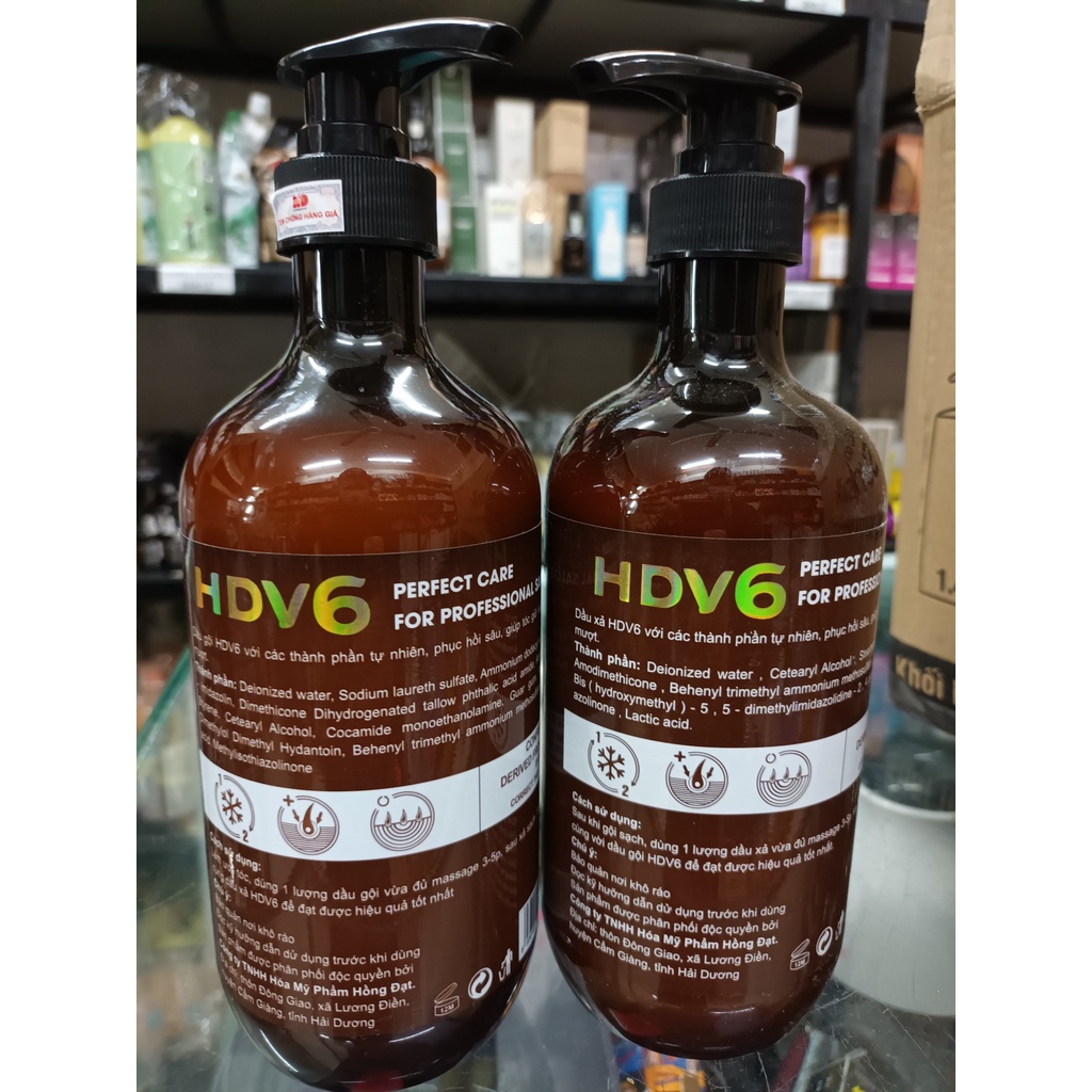 Cặp Dầu Gội Xả Phục Hồi Mềm Mượt Tóc HDV6 Collagen 800ml x2