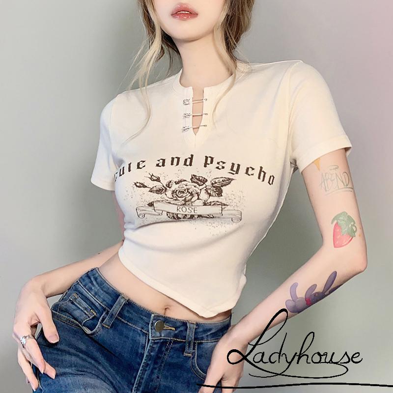 Áo Thun Tay Ngắn In Họa Tiết Phong Cách Cổ Điển Thời Trang Mùa Hè Cho Nữ