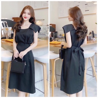 Đầm váy suông dài cổ đắp 2 màu (kèm hình thật)