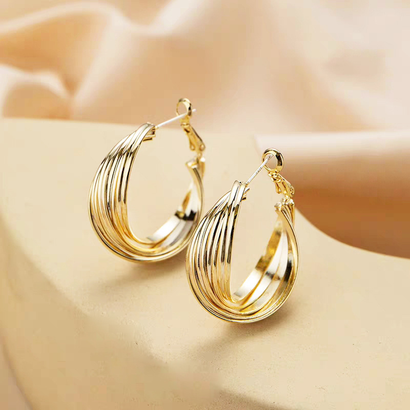 Bông tai mạ bạc S925 dạng bện chéo phong cách Hàn Quốc