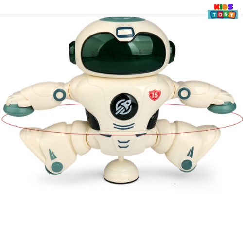 Robot xoay 360 độ có nhạc và đèn vui nhộn,robot nhảy múa khiêu vũ âm nhạc chạy pin duy chuyển thông minh Tony kids RB02