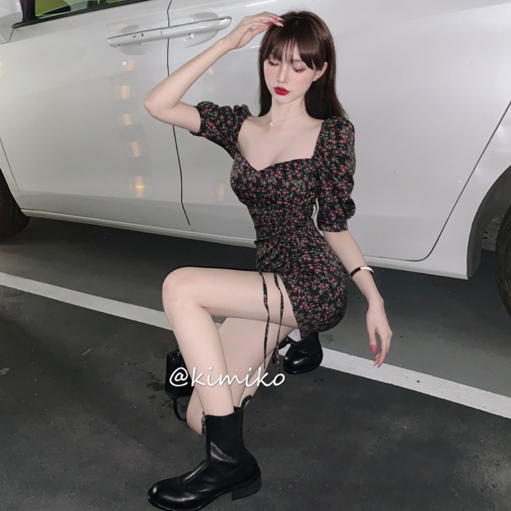 Váy nữ , đầm tay phồng cổ vuông hoạ tiết hoa xinh xắn thời trang mùa hè ATILA SHOP | BigBuy360 - bigbuy360.vn