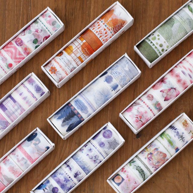 Set 8 cuộn băng dính washi tape trang trí sổ