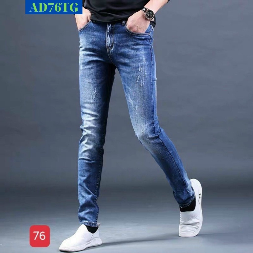 Quần Jean Nam Chất Bò AD76TG Jean Nam Xanh Trơn Cá Tính Mẫu Mới Thời Trang TG17 Giá Gốc Tận Xưởng (44 - 70KG)