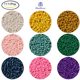 Bộ 1111 hạt tròn mạ bạc phối xanh dương phong cách nhật bản 2x1.3mm lỗ 0.8mm 10g