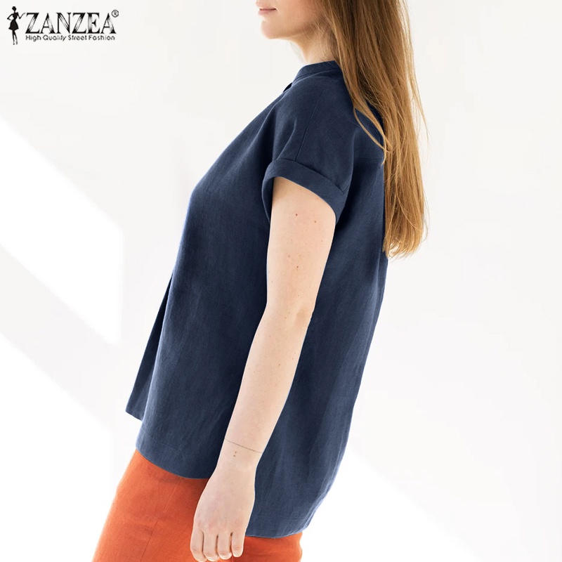 ZANZEA Áo Nữ Tay Ngắn Cổ Chữ V Thời Trang Quyến Rũ