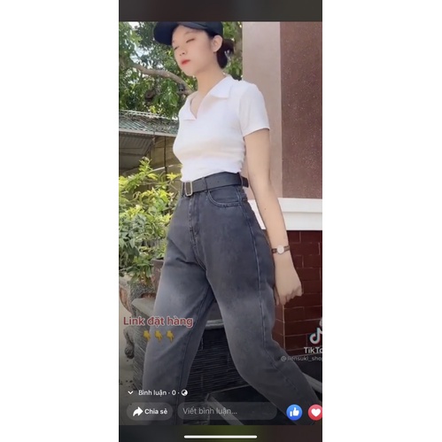 Set Baggy jeans loan màu xám + croptop petter