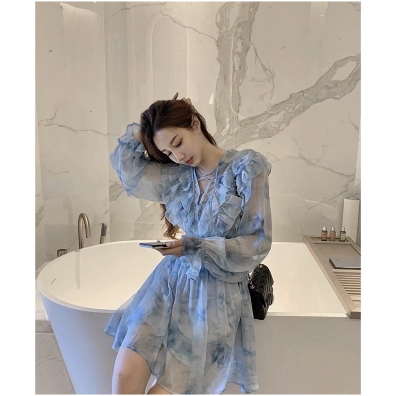 váy maxi xanh dáng dài và ngắn sang chảnh tiểu thư dịu dàng nhẹ nhàng quý phái thích hợp đi biển đi tiệc hẹn hò đám cưới