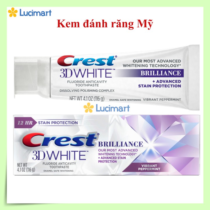 Kem đánh răng Crest 3D White Brilliance, 116g [Hàng Mỹ]