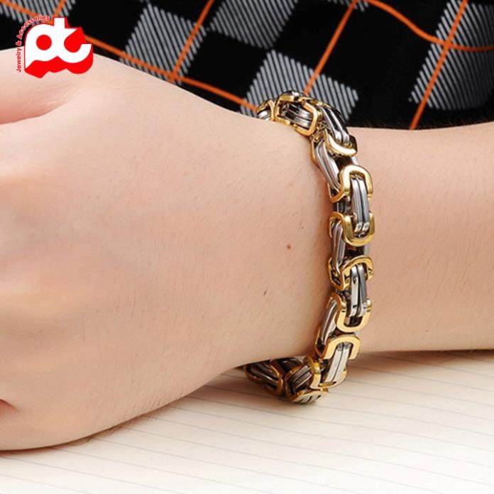 Lắc tay đẹp titan nam cao cấp sang trọng thép không gỉ kiểu ziczac vuông PT JEWELRY kích cỡ 5mm PTLTNA73