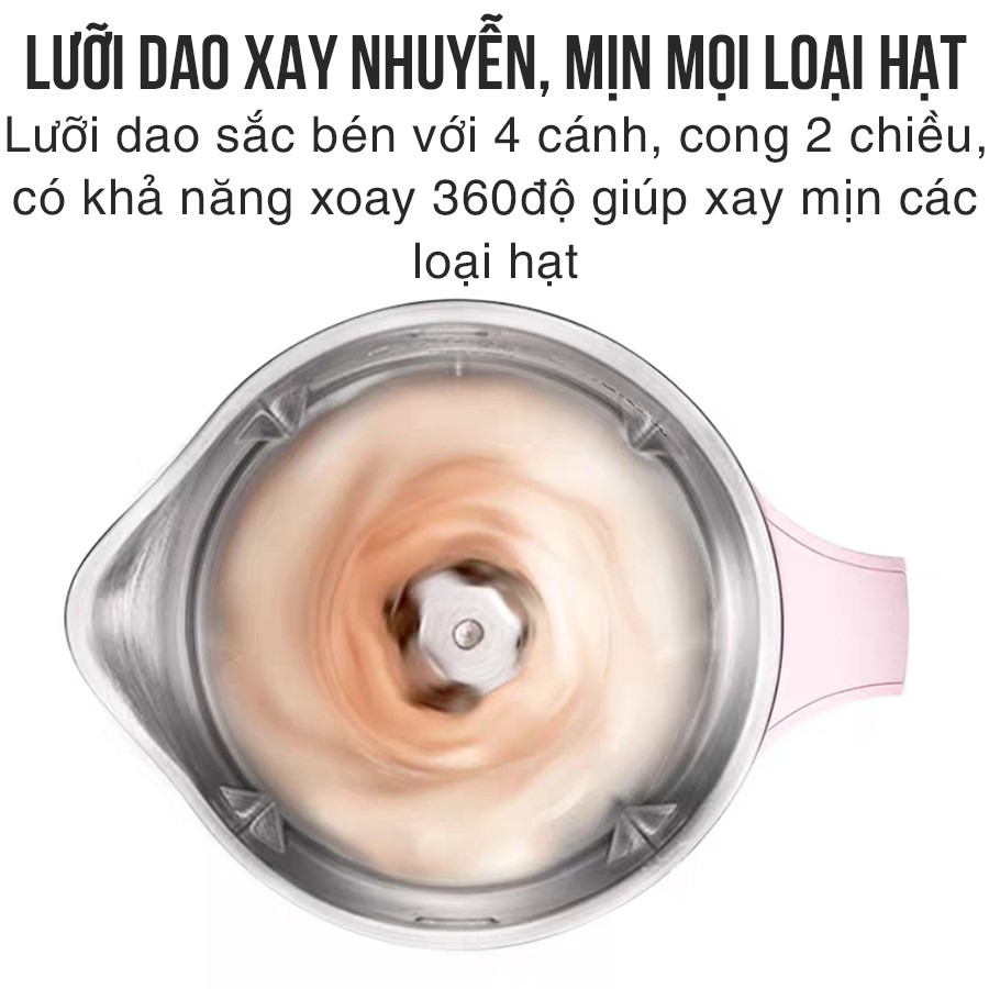 Máy Nấu Sữa Hạt Đa Năng Máy Xay Sữa Đậu Lành Nấu Cháo Nấu Soup Xay Sinh Tố Dung tích 350ml