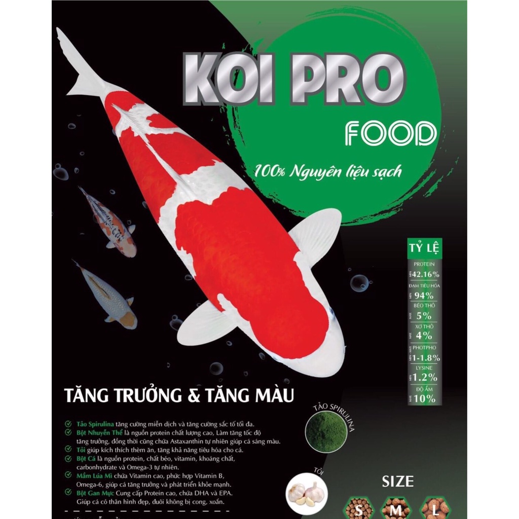 THỨC ĂN CÁ KOI PRO TĂNG TRƯỞNG VÀ TĂNG MÀU(BAO 2,5KG)