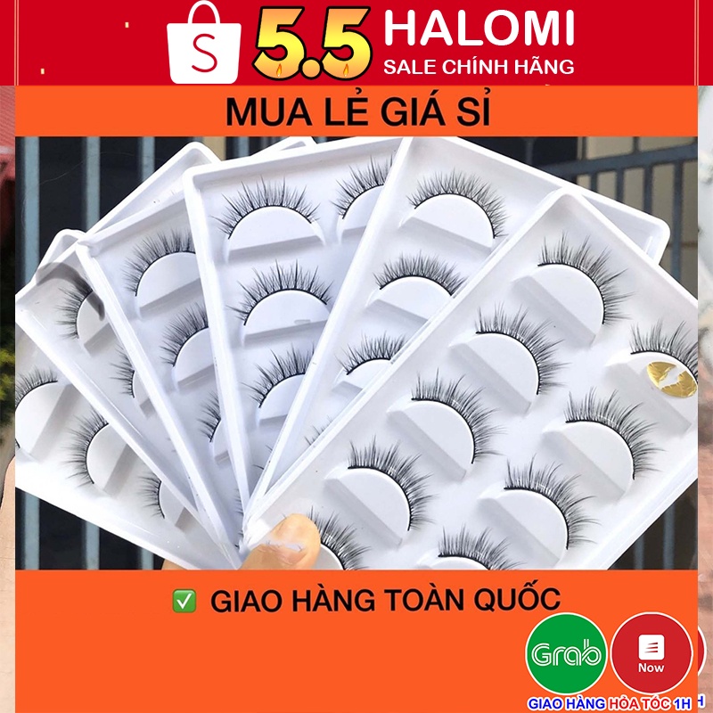 Mi giả tự nhiên 3D 5 cặp cao cấp chính hãng HALOMI siêu đẹp chuyên cho makeup