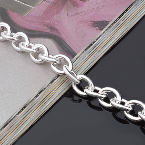 Lắc tay mạ bạ dạng mắc xích với mặt hình tròn đơn giản thời trang