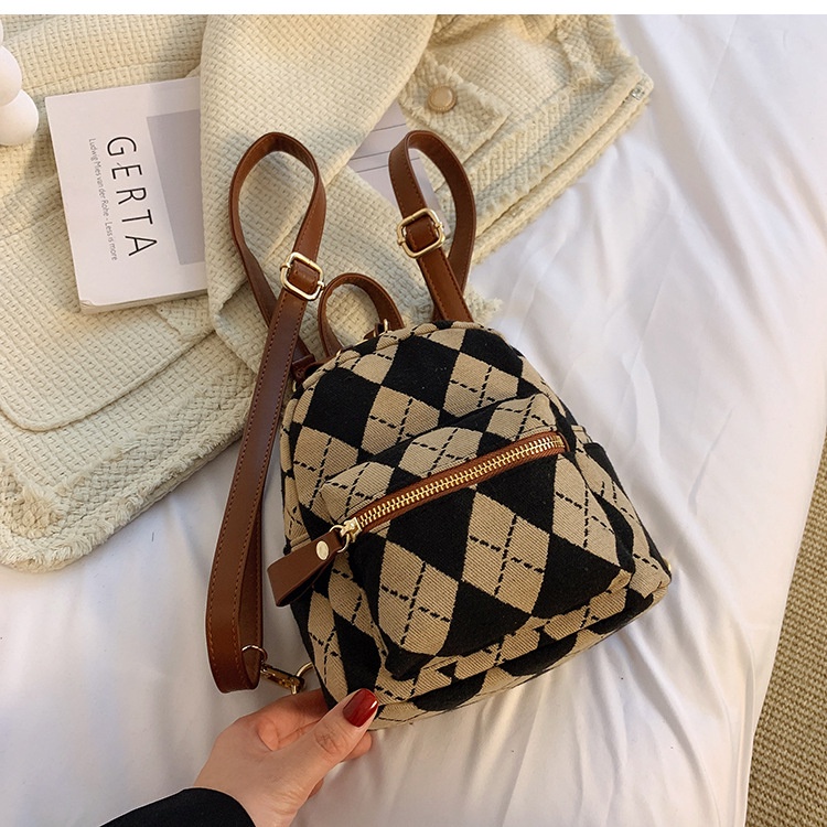 Balo da mini Chuwanglin họa tiết caro thời trang cho nữ