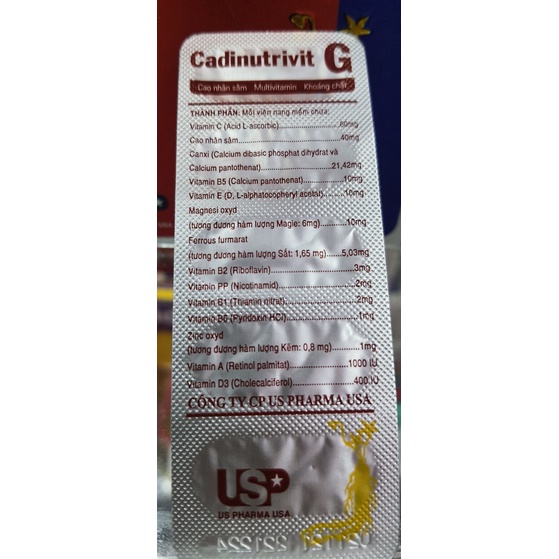 Cao Nhân Sâm - CADINUTRIVIT G - Vitamin và Khoáng Chất