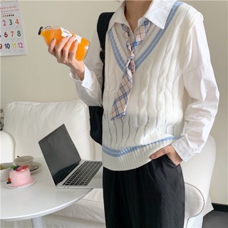 Áo gile len viền cổ (sẵn)