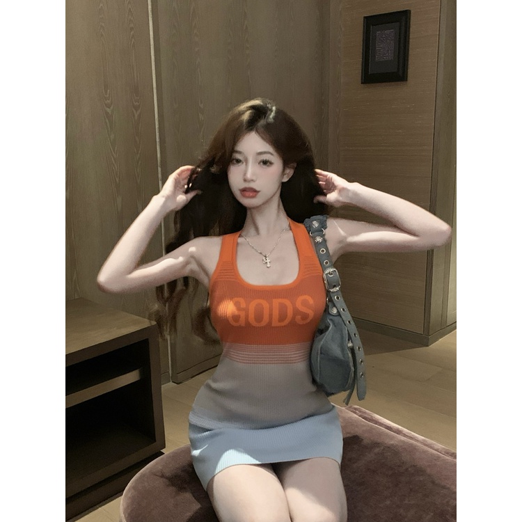 Cocory vn Đầm Mini Dáng Ôm In Chữ Màu Sắc Gradient Thời Trang Mùa Hè Quyến Rũ Cho Nữ