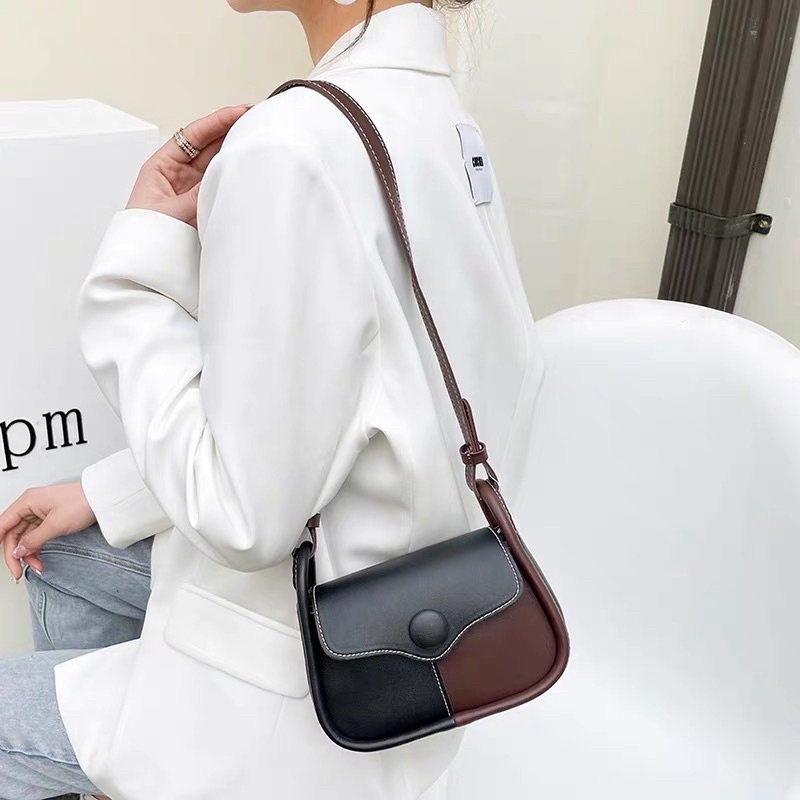 Túi đeo chéo nữ vá da mềm khoá cúc từ khoá rip Zuliashop8386