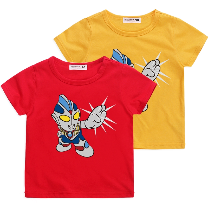 Áo Thun Cotton Tay Ngắn In Hình Hoạt Hình Ultraman 10 Màu Lựa Chọn Cho Bé