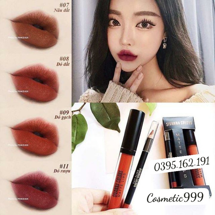 Son sivanna chính hãng , set son sivanna 3 cây màu đỏ hồng 12 -cosmetic999