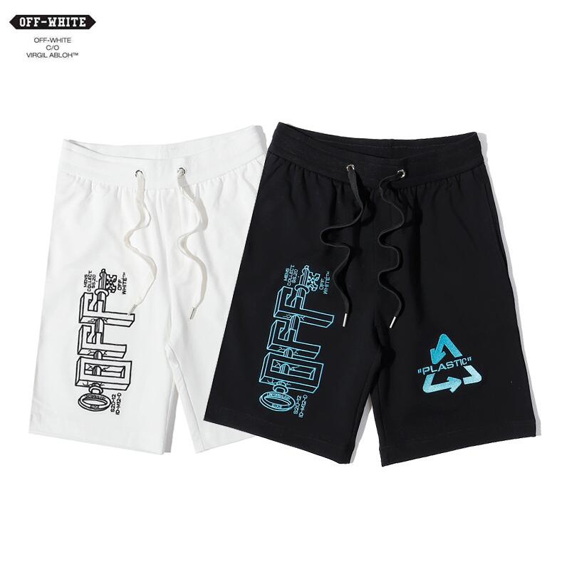 OFF-WHITE Quần Short Chất Liệu Vải Cotton Có Thêu Hoạ Tiết Độc Đáo Cá Tính