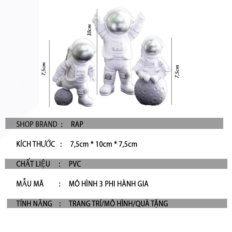 Set đèn mặt trăng 3D cảm ứng kèm bộ 3 phi hành gia dễ thương dùng làm quà tặngtặng đèn bàn đèn ngủ, decor phòng-Ráp