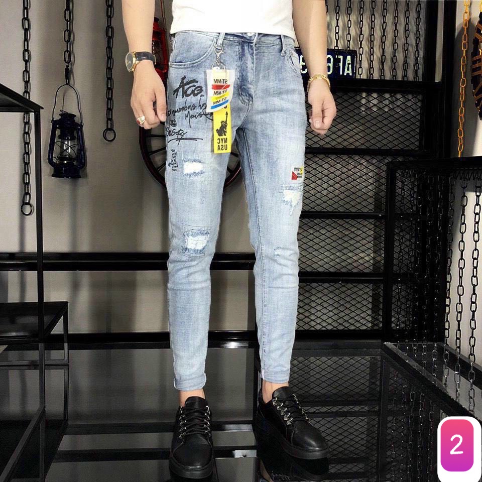 Quần Jean Nam Co giãn Ống Đứng Rin Chất Bò Co Giãn 4 Chiều M34