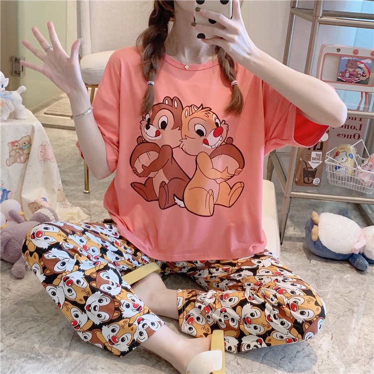 Đồ bộ nữ quần dài mặc ở nhà mùa hè dễ thương chất thun cotton form bigsize phong cách hàn quốc BCD02