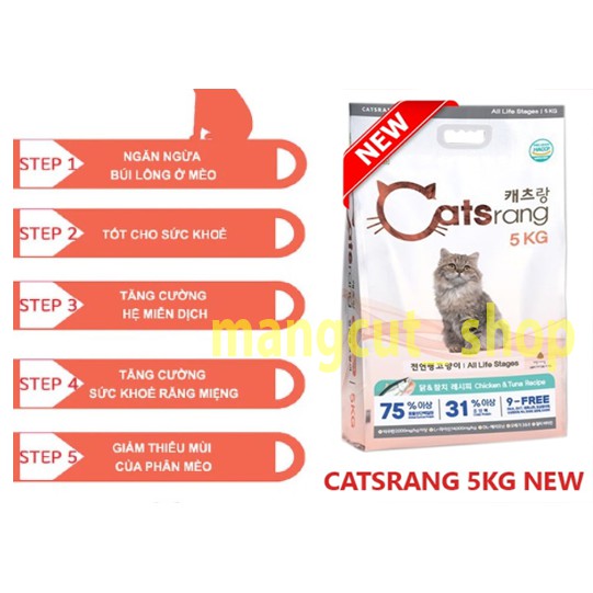 Hạt Catsrang 5KG Hàn Quốc-Thức ăn cho mèo mọi lứa tuổi-Date mới