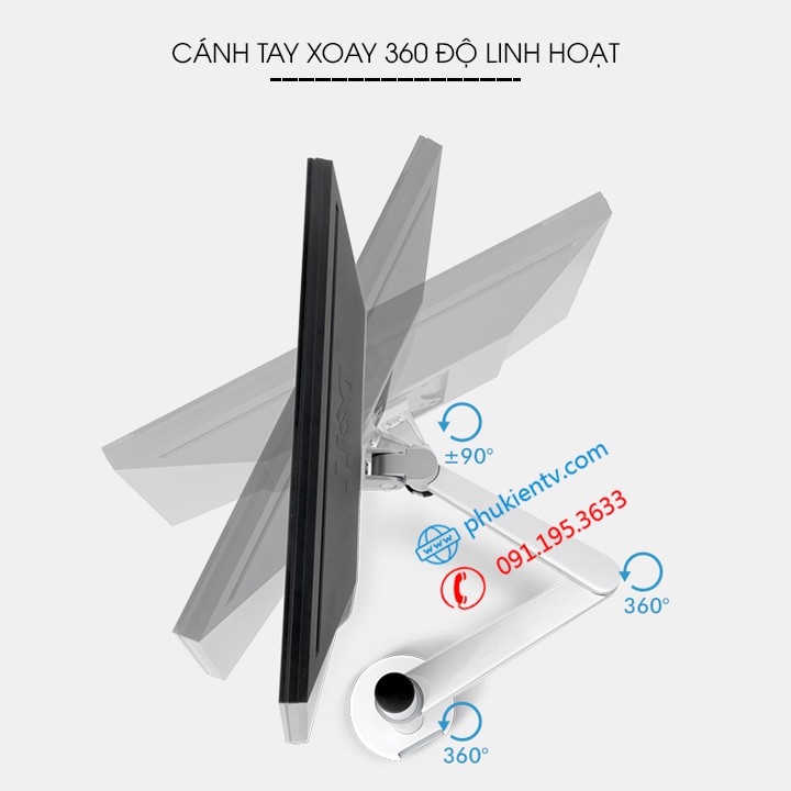 Giá Treo Màn Hình Máy Tính OA - 3S 17 - 24 - 27 - 32  inch / Tay Treo Màn Hình Hợp Kim Nhôm [ Cao Cấp Hơn NB F80 ]