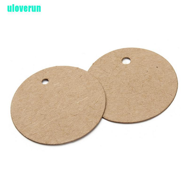 Set 100 Thẻ Giấy Hình Tròn Màu Nâu Treo Hành Lý